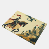 Middeleeuwse ridder/draak/kasteel fantasie deurmat (Schuin)