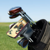 Middeleeuwse ridder/draak/kasteel fantasie golfheadcover (Insitu)