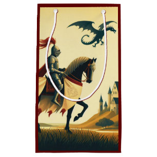 Middeleeuwse ridder/draak/kasteel fantasie klein cadeauzakje