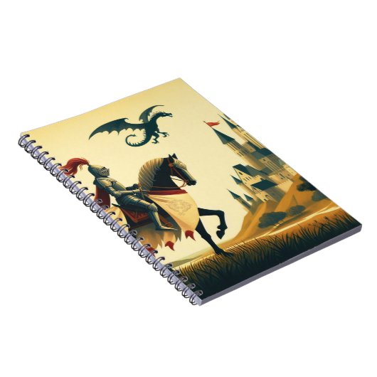 Middeleeuwse ridder/draak/kasteel fantasie notitieboek (Rechterzijde)