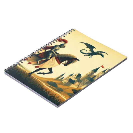 Middeleeuwse ridder/draak/kasteel fantasie notitieboek (Linkerzijde)