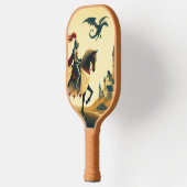 Middeleeuwse ridder/draak/kasteel fantasie pickleball paddle (Links)