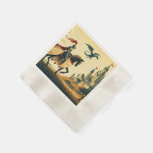 Middeleeuwse ridder/draak/kasteel fantasie servet (Hoek)