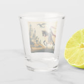 Middeleeuwse ridder/draak/kasteel fantasie shot glas (Achterkant)