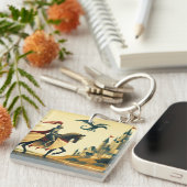 Middeleeuwse ridder/draak/kasteel fantasie sleutelhanger (Voorkant Rechts)