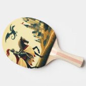 Middeleeuwse ridder/draak/kasteel fantasie tafeltennisbatje (Zijkant)