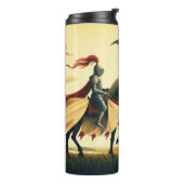 Middeleeuwse ridder/draak/kasteel fantasie thermosbeker (Gedraaid links)