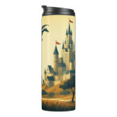 Middeleeuwse ridder/draak/kasteel fantasie thermosbeker (Geroteerd rechts)