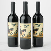 Middeleeuwse ridder/draak/kasteel fantasie wijn etiket (Flessen)