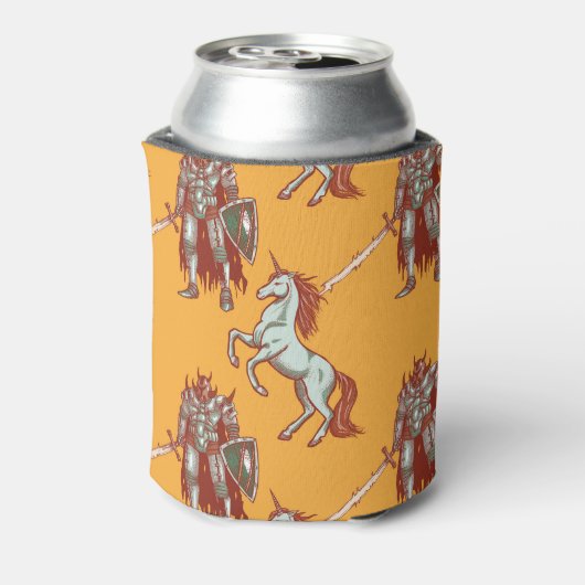 Middeleeuwse ridder, eenhoorn, fantasie naadloos p blikjeskoeler (Blikje Achterkant)