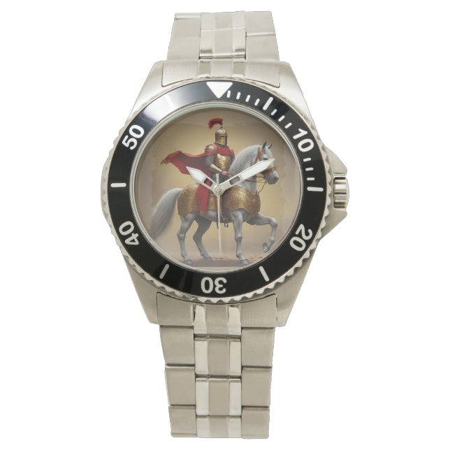 Middeleeuwse ridder en paard horloge (Voorkant)