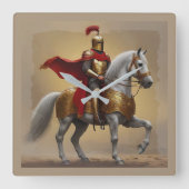 Middeleeuwse ridder en paard vierkante klok (Voorkant)