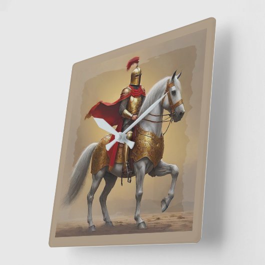Middeleeuwse ridder en paard vierkante klok (Hoek)