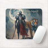 Middeleeuwse ridder en tijger Mousepad Muismat (Met muis)