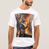 Middeleeuwse Ridder Funny Castle Fire Fantasy Art  T-shirt (Voorkant)
