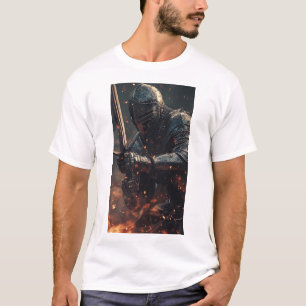 Middeleeuwse Ridder in Actie Fantasy Grafisch T-sh T-shirt