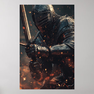 Middeleeuwse Ridder in Actie - Fierce Battle Poste Poster