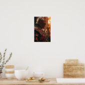 Middeleeuwse Ridder in het Shining Red Armor Poste Poster (Keuken)
