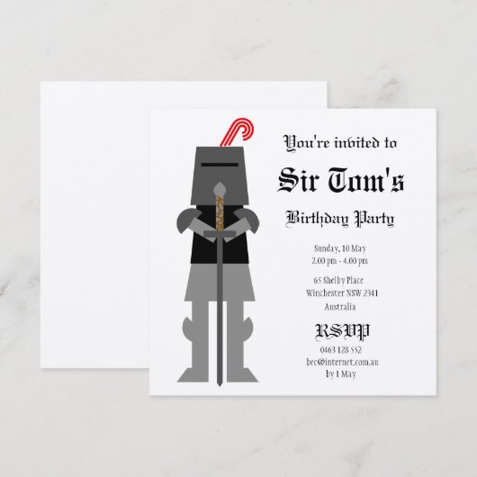 Middeleeuwse Ridder Kaart (Voorkant / Achterkant)