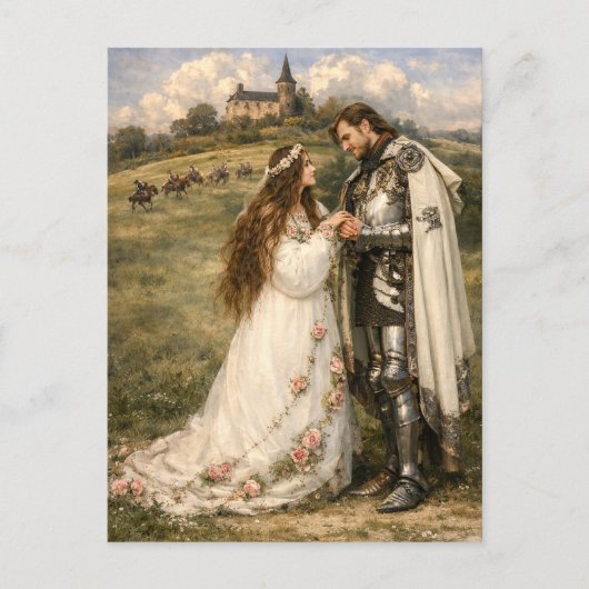 Middeleeuwse Ridder, Kasteel & Prinses Feestdagenkaart (Voorkant)