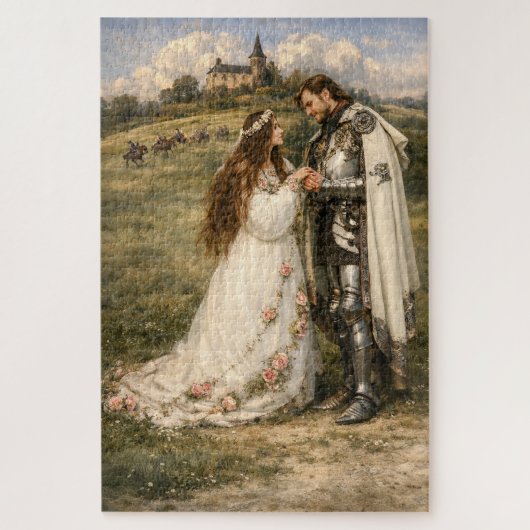 Middeleeuwse Ridder, Kasteel & Prinses Legpuzzel (Verticaal)