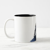 Middeleeuwse Ridder met Blauwe Kaap Tweekleurige Koffiemok (Links)