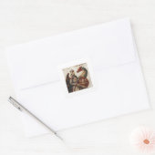 Middeleeuwse ridder met een draak vierkante sticker (Envelop)