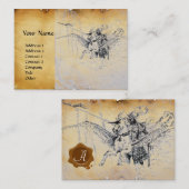 MIDDELEEUWSE RIDDER OP PEGASUS PERKAMENT VISITEKAARTJE (Voorkant / Achterkant)