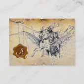 MIDDELEEUWSE RIDDER OP PEGASUS PERKAMENT VISITEKAARTJE (Achterkant)