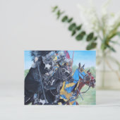 middeleeuwse ridder over paarden historische kunst briefkaart (Staand voorkant)