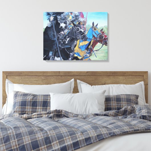 middeleeuwse ridder over paarden historische kunst canvas afdruk (Insitu (Slaapkamer))