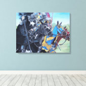 middeleeuwse ridder over paarden historische kunst canvas afdruk (Insitu (Houten vloer))
