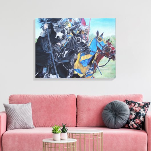 middeleeuwse ridder over paarden historische kunst canvas afdruk (Insitu (Woonkamer))