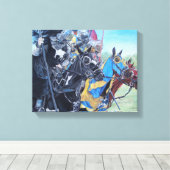 middeleeuwse ridder over paarden historische kunst canvas afdruk (Insitu (Houten vloer))