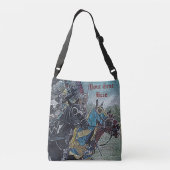 middeleeuwse ridder over paarden historische kunst crossbody tas (Achterkant)