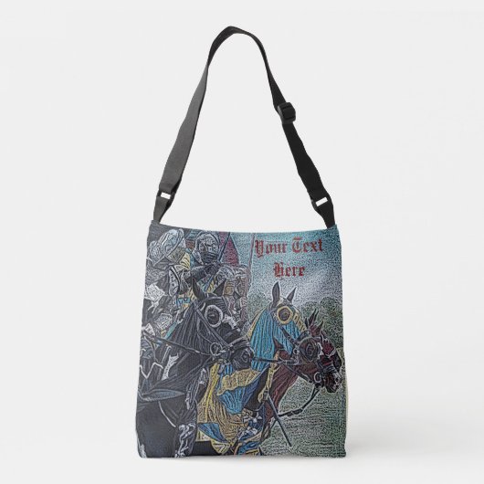 middeleeuwse ridder over paarden historische kunst crossbody tas (Achterkant)