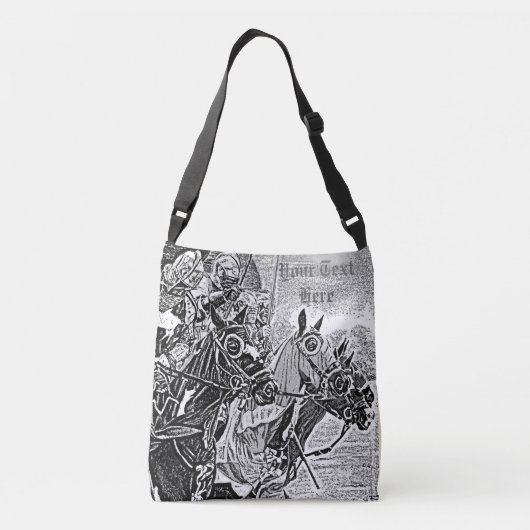 middeleeuwse ridder over paarden historische kunst crossbody tas (Achterkant)