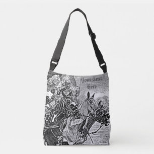 middeleeuwse ridder over paarden historische kunst crossbody tas