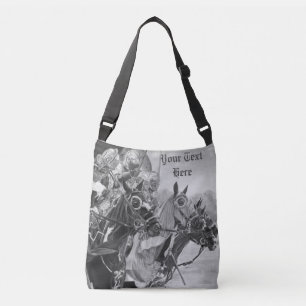 middeleeuwse ridder over paarden historische kunst crossbody tas