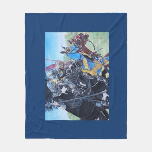 middeleeuwse ridder over paarden historische kunst fleece deken (Voorkant)