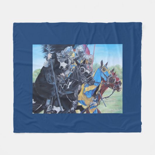 middeleeuwse ridder over paarden historische kunst fleece deken (Voorkant (Horizontaal))