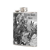 middeleeuwse ridder over paarden historische kunst heupfles (Links)