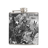 middeleeuwse ridder over paarden historische kunst heupfles (Voorkant)