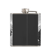 middeleeuwse ridder over paarden historische kunst heupfles (Achterkant)