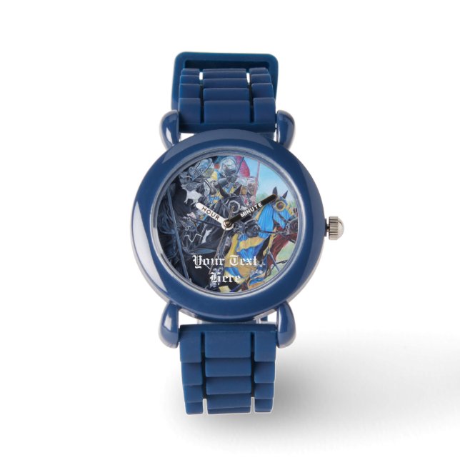 middeleeuwse ridder over paarden historische kunst horloge (Voorkant)