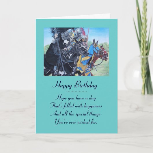 middeleeuwse ridder over paarden historische kunst kaart (Voorkant)