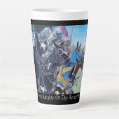 middeleeuwse ridder over paarden historische kunst latte mok (Voorkant)