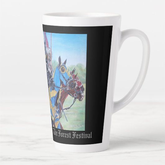 middeleeuwse ridder over paarden historische kunst latte mok (Rechts)