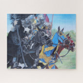 middeleeuwse ridder over paarden historische kunst legpuzzel (Horizontaal)