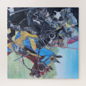 middeleeuwse ridder over paarden historische kunst legpuzzel (Horizontaal)